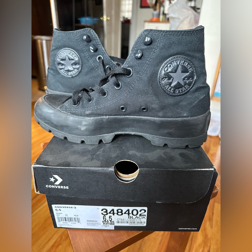 Chunky Converse High-Top Lugged Sneakers All-Black Canvas